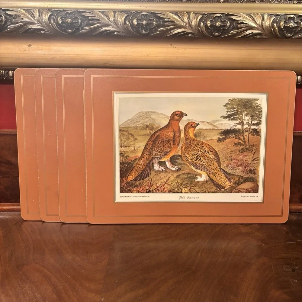 Vintage Pimpernel Red Grouse Cork Back Placemats Set‎ of 4 Wildlife Bird